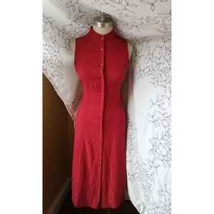 Lauren Ralph Lauren Red Silk Button Down Dress